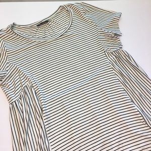 Black White Striped Hi-low Flowy Babydoll Top